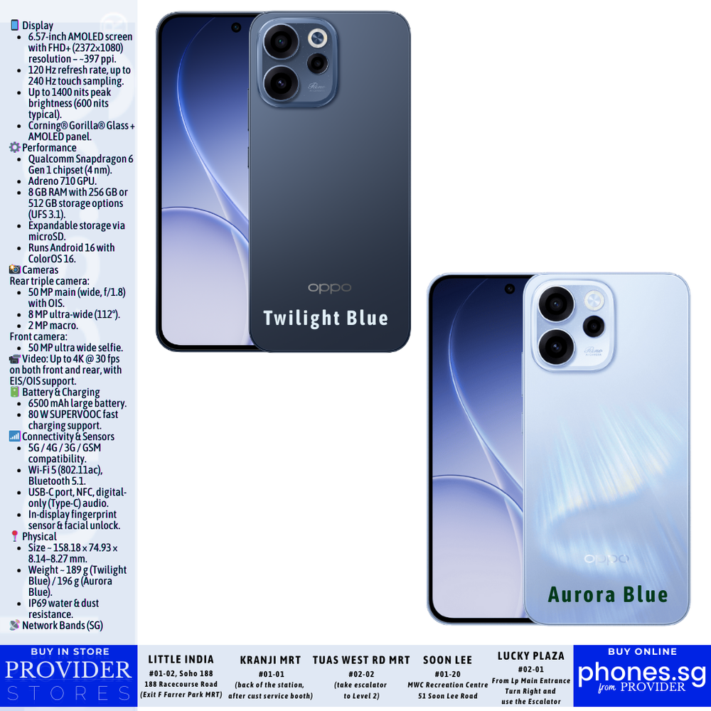 Oppo Reno15 F 5G (8GB + 8GB Extended RAM / 512GB Storage / 50MP